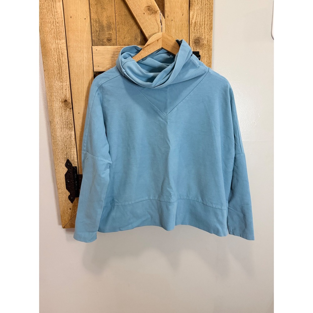 Tuckernuck Women Light Blue Ribbed Cowl Neck Pullover Top Y20884T Small